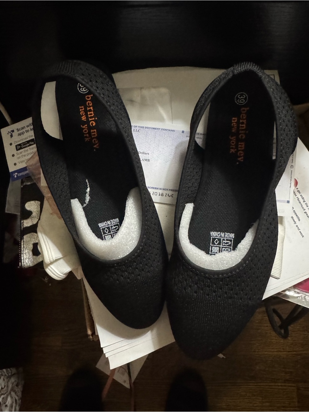 bernie mev. Black Slip-On Flats with black Strap